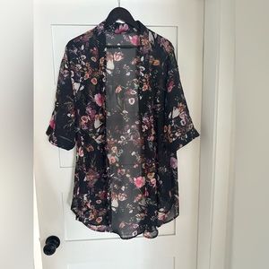 Floral kimono swim coverup